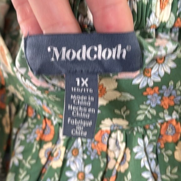 Mod Cloth More Than Charming Green Floral Midi Skirt Mother Nature Cotton 1X - Picture 3 of 8